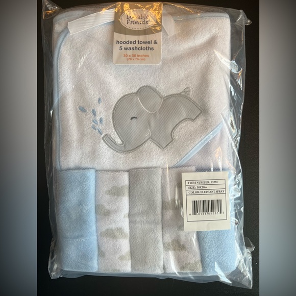 Luvable Friends Bath, Skin & Hair Hooded Towel And Washcloth Set